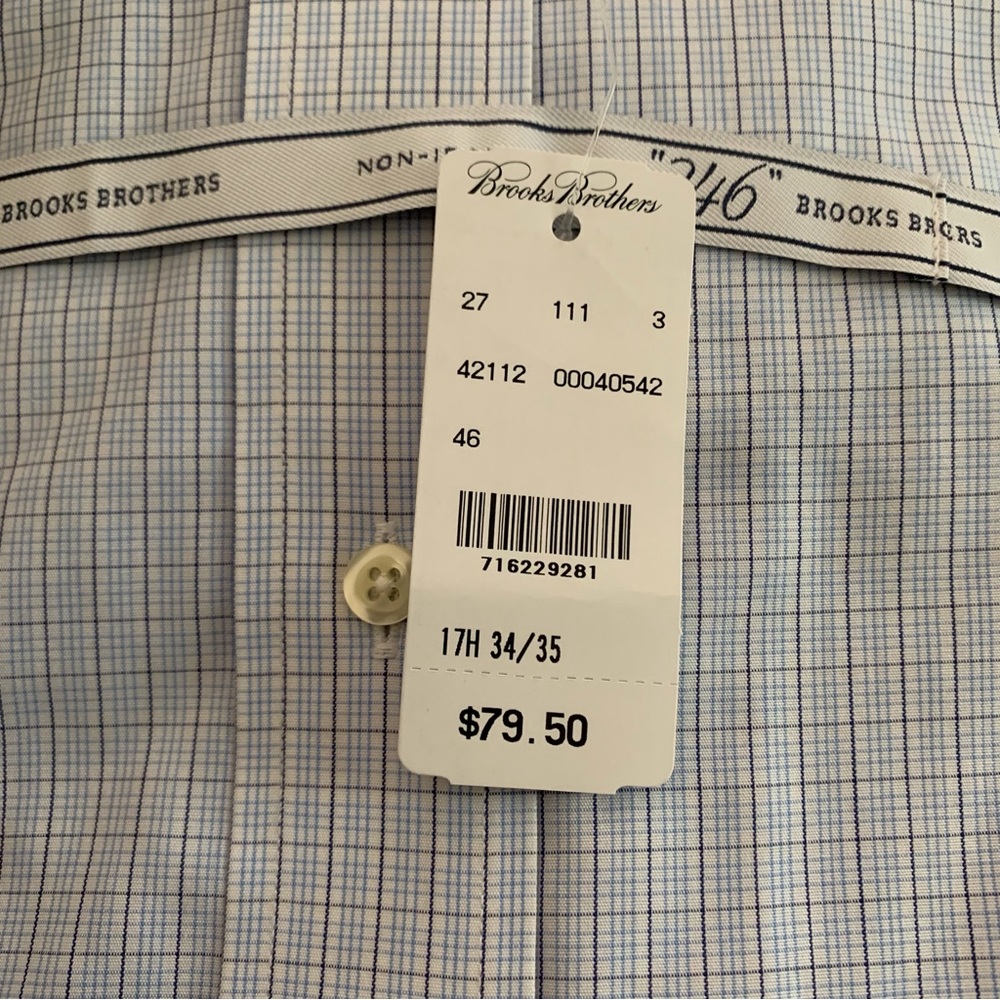Brooks Brothers 17 1/2 34/35 "346" dress shift.  Slim Fit.  Non-Iron.  NWT. - Picture 2 of 4
